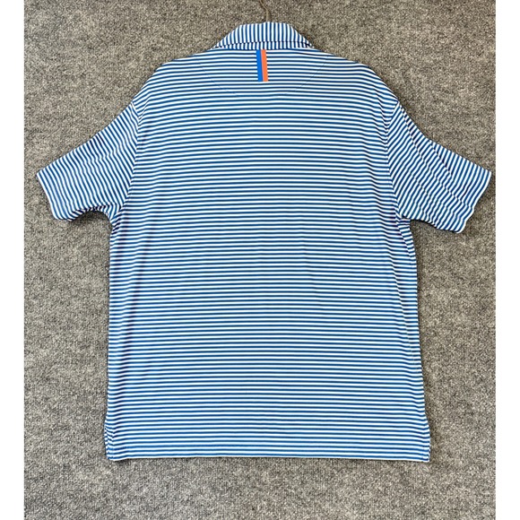 Rhoback Polo Shirt Mens Size Large Blue White Striped Golf Short Sleeve Preppy - Picture 4 of 6